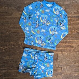 Stella Mccartney Kids Boys Flamin-go Pirate Print Rashguard Swim Suit Shorts 8Y